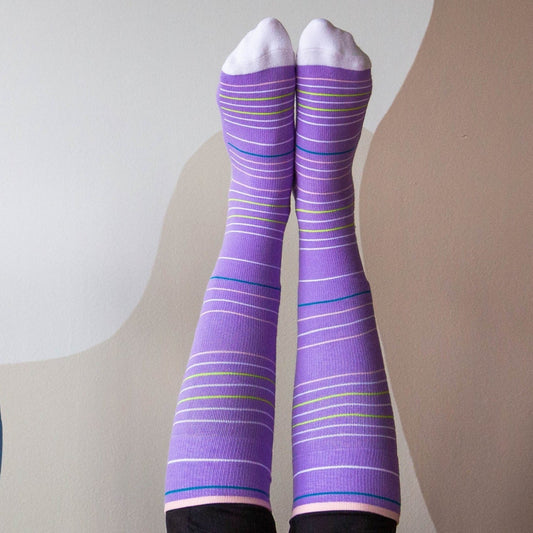 Purple Stripes Cotton Energy Socks