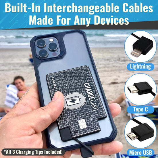 CharGeCard® Ultra-tunn kreditkortsstorlek Telefonladdare svart