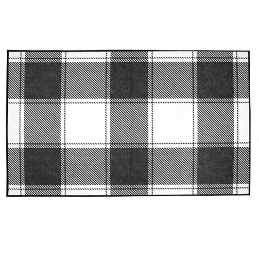 Buffalo Plaid Black and White Washable Rug