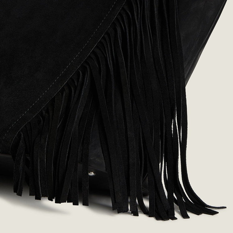 Cascade Fringe Tote in Black