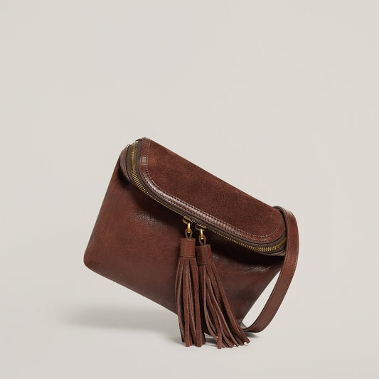 Convertible Fringe Belt Bag in Chocolate