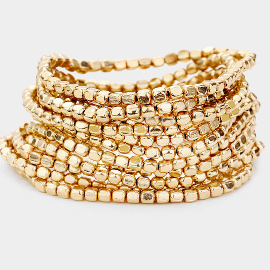 Bead Nugget Stack - Gold