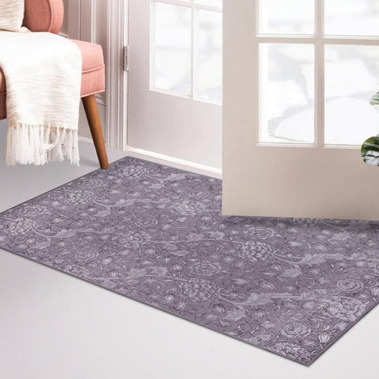 Kalini Floral Woodland Brown Washable Rug