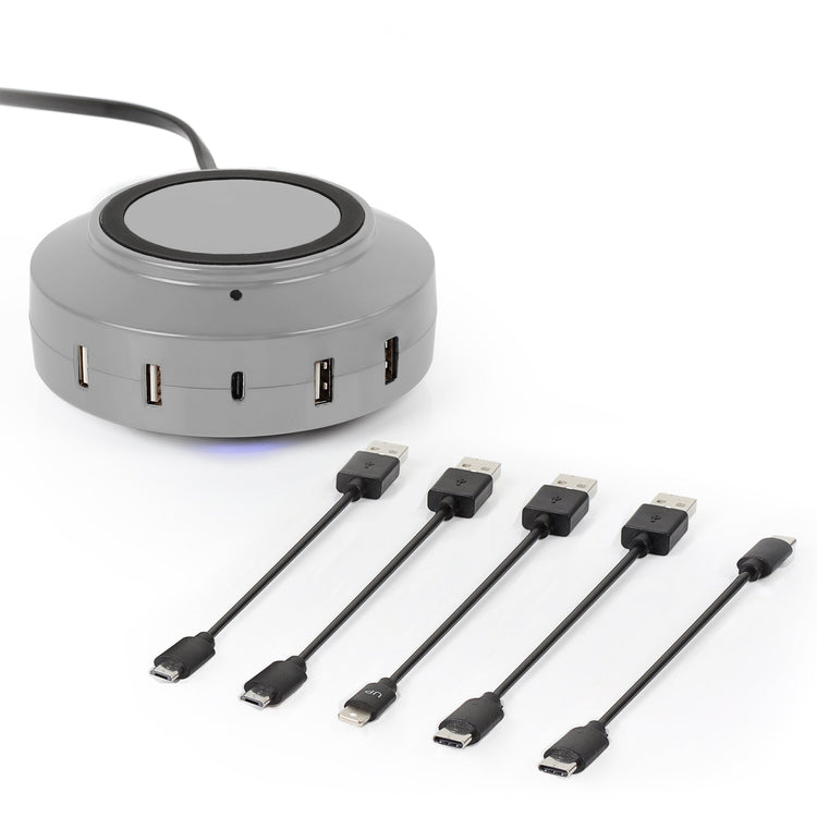 X5 Elite 3005 Bundle – 5 Port USB Charger with Wireless, Type-C, USB + 5 USB Cables