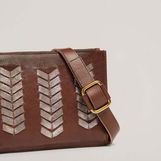 Front shot of Laced Up Zip Top Belt Bag in Chocolate