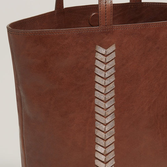 Laced Up Leather Tote in Chocolate