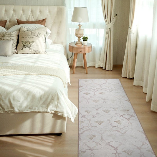 Leilani Damask Ivory Washable Rug