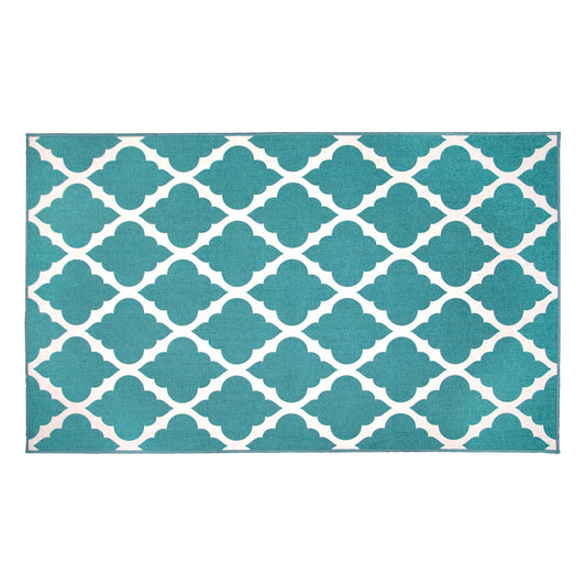 Moroccan Trellis Teal Washable Rug