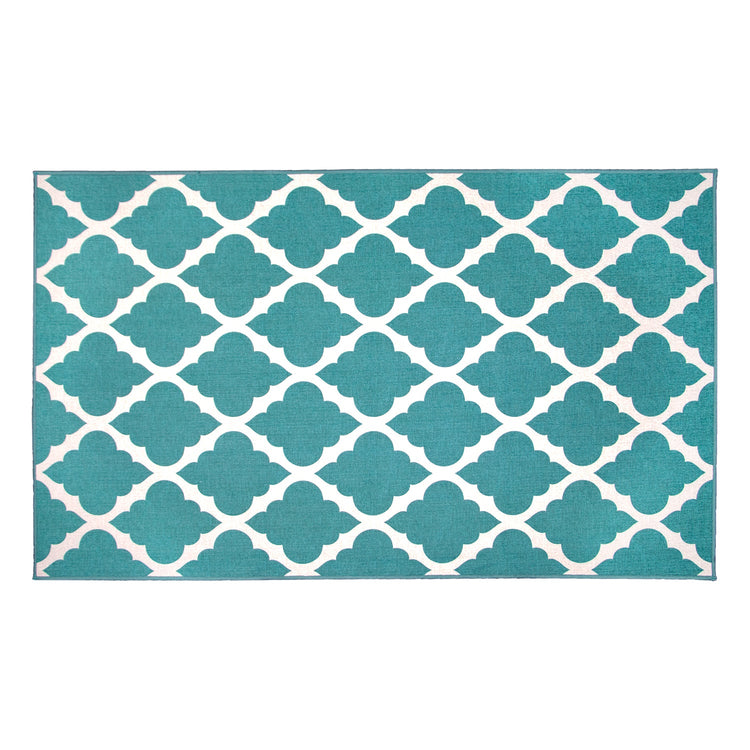 Moroccan Trellis Teal Washable Rug