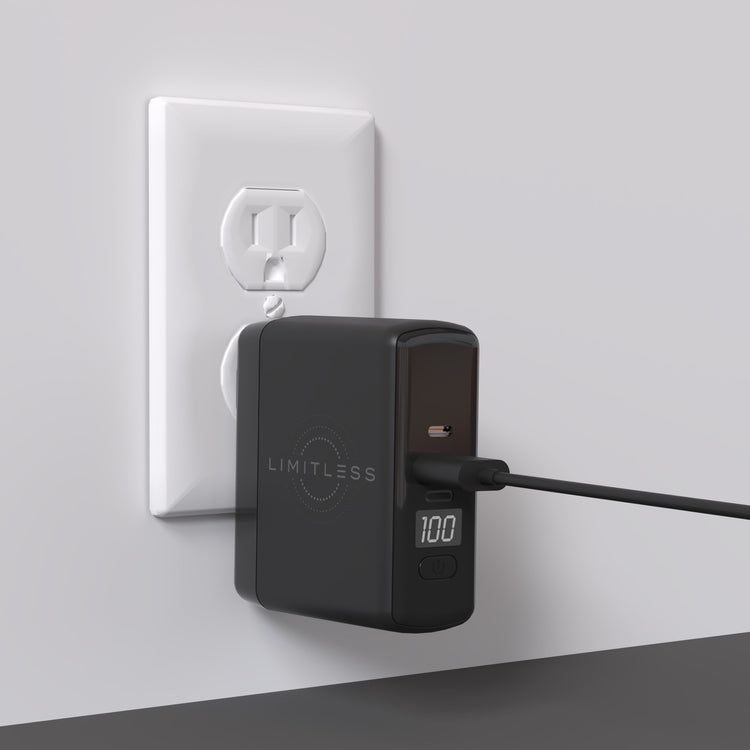 Limitless PowerPro Go - 3-In-1 Wall Charger and 10,000mAh Portable Power Bank with Digital Display