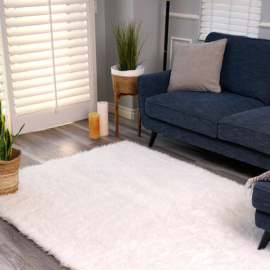 White Washable Shag Rug