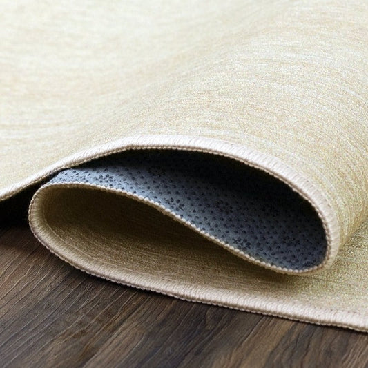 Solid Cream Washable Rug