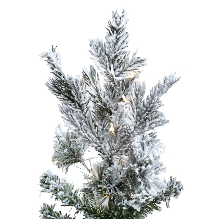 Flocked Sierra Fir Artificial Christmas Tree with White Single Mold LED lights - 8.5' x 62"