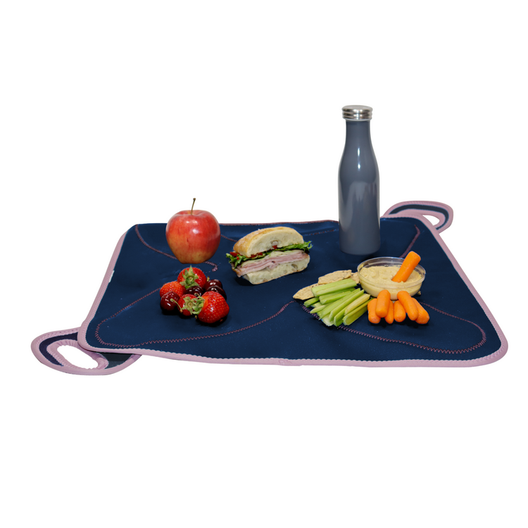 2-in-1 DRINX Lunch Bag + Placemat - Dark Blue / Dusty Pink