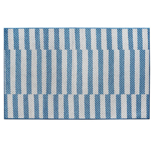 Tratti Offset Stripe Blue Washable Rug